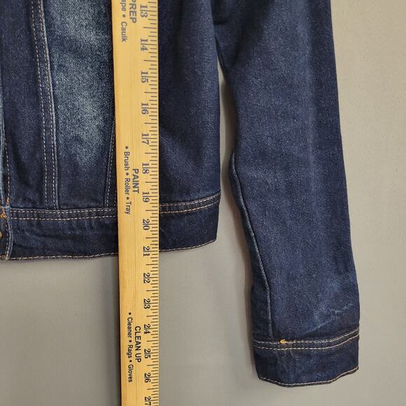 Wax Jean Jacket Womens Medium Distressed Denim Button Up Trucker Vintage Style - Picture 10 of 12